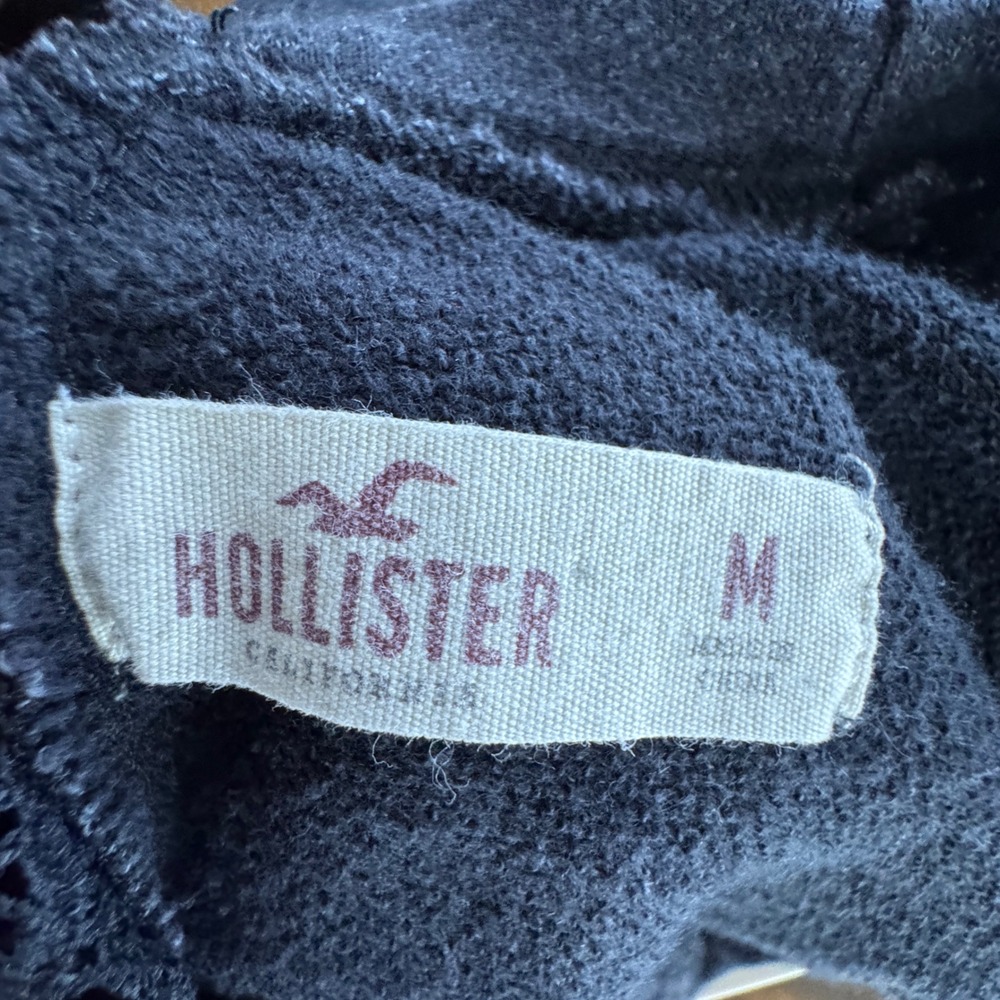 Hollister Women Gray Lace Open Back Sweatshirt Oversized Slouchy Top Medium - Picture 3 of 8